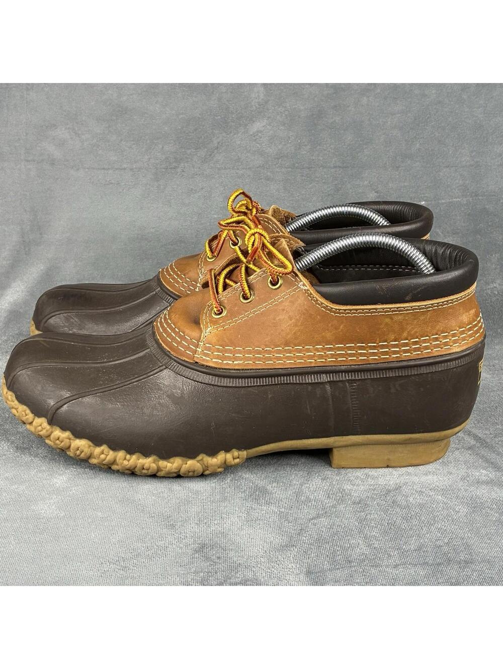 L.L.Bean Bean Boots Men's 7 Duck Shoes Brown Low Leather Rubber USA Women's 9W